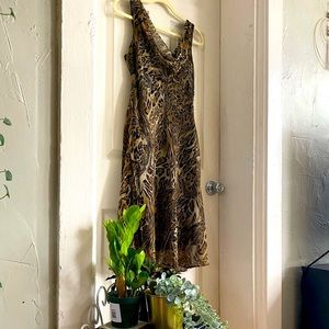 90’s Animal Print Cowl Neck Dress